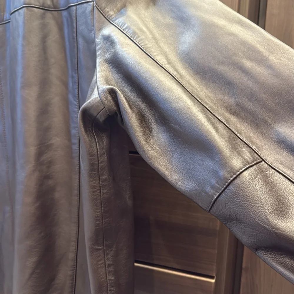 NWT Cole Haan Brown Leather Jacket Size XXL - Picture 9 of 12